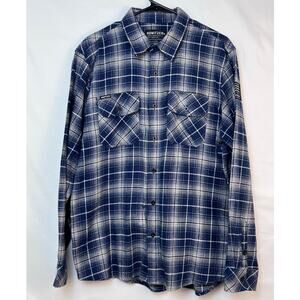 Howitzer Men L Blue Plaid Long Sleeve Patriotic Workwear Outdoor Flannel Shirt